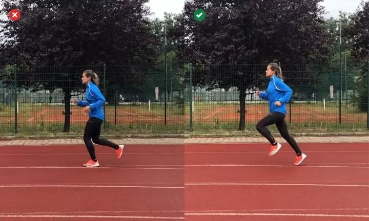 Chạy thẳng lưng và hơi ngả người về phía trước