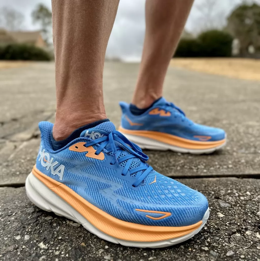 Hoka Clifton 9 on feet